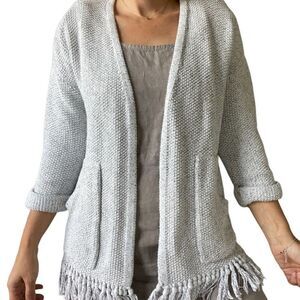 Madewell Memento Fringe Open Cardigan Sweater White Size XS 8151 Fall Cotton
